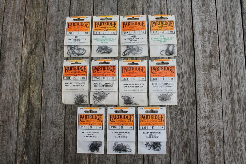 Collection Of Classic Old School Partridge Carp Hooks. Hutchinson And – Vintage  Carp Fishing Tackle