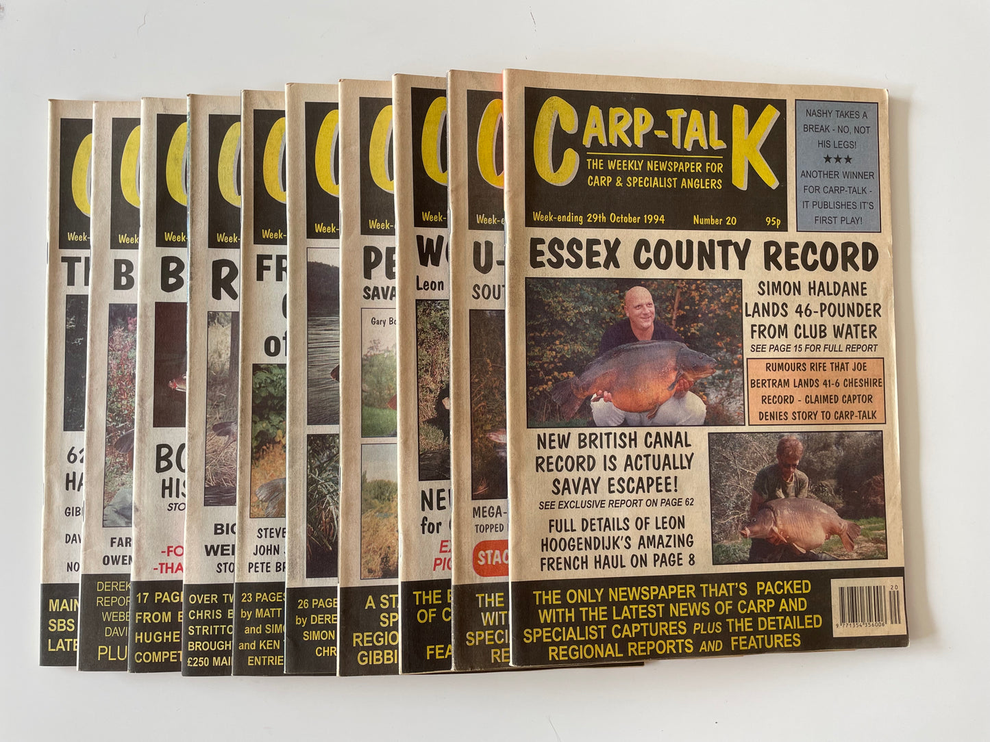 10 x Carp Talk Magazines. Issues 11-20. 1994