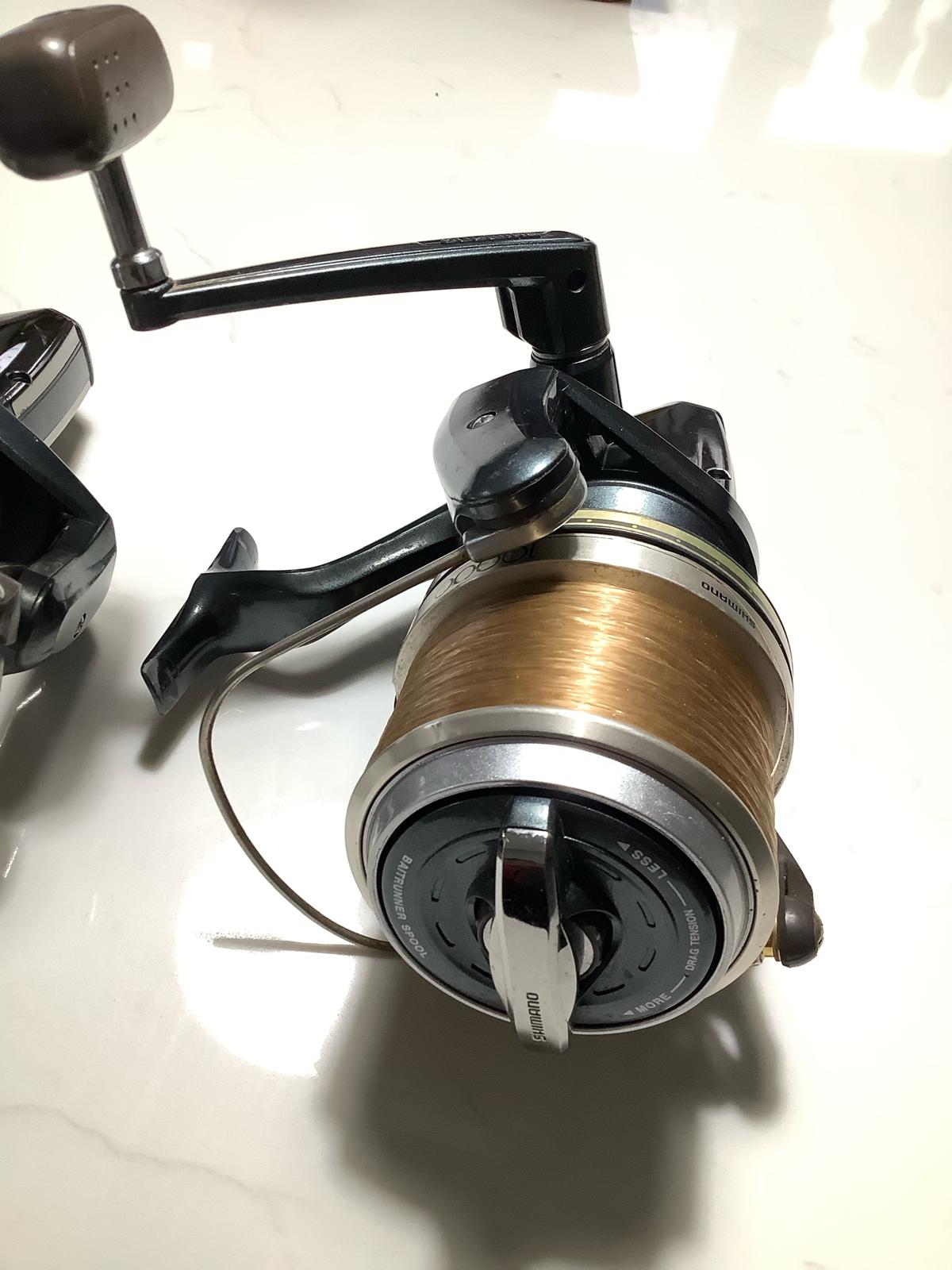 2 x Shimano Ultegra XTE 10000 Baitrunner Carp Fishing Reels.