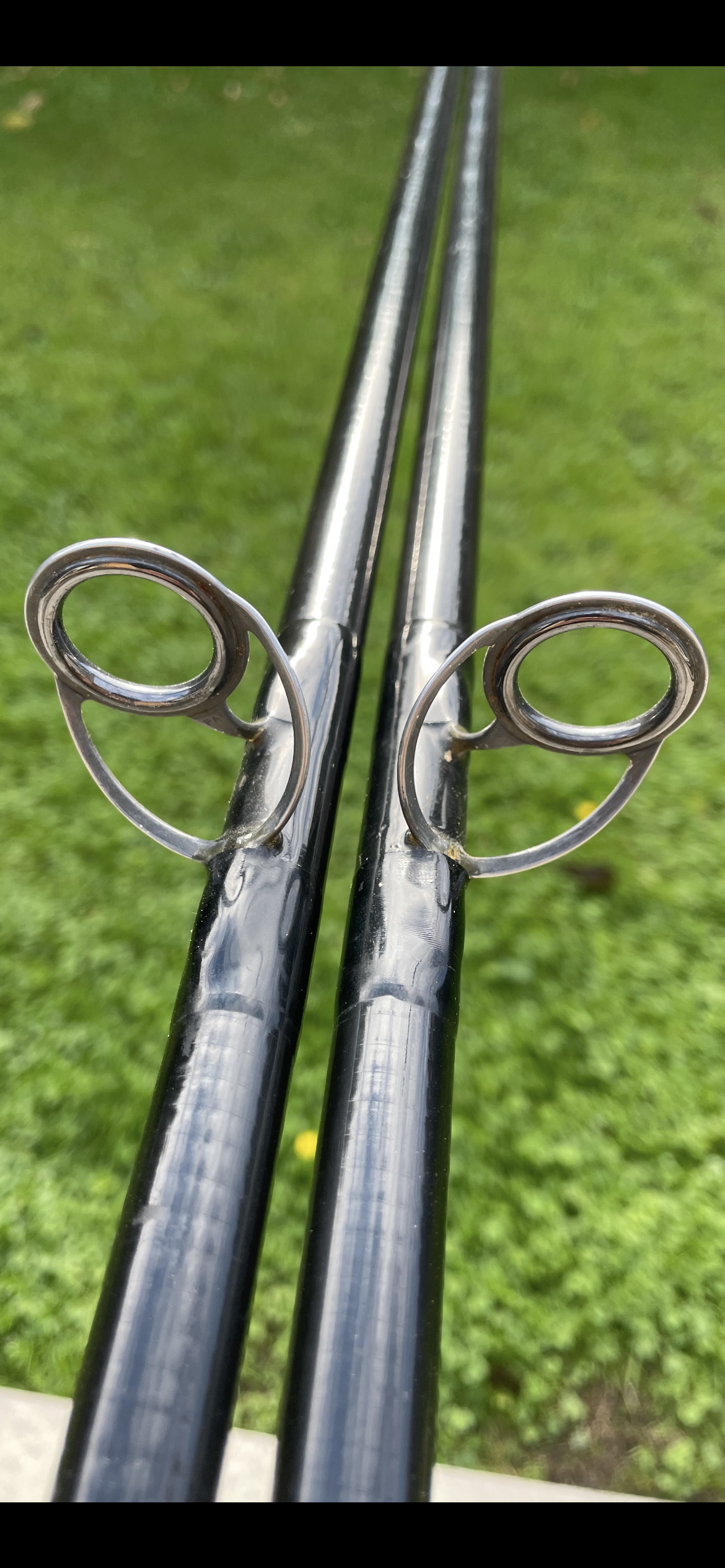 2 x Rod Hutchinson Old School Carbon Carp Fishing Rods. 12’. 1980s.