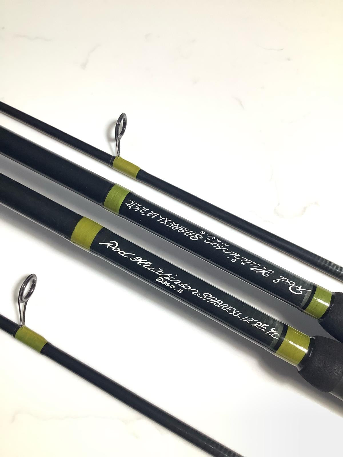 2 x Rod Hutchinson Sabre XL Vintage Old School Carbon Carp Fishing Rods. 12’. 2.5lb T/C. EX.