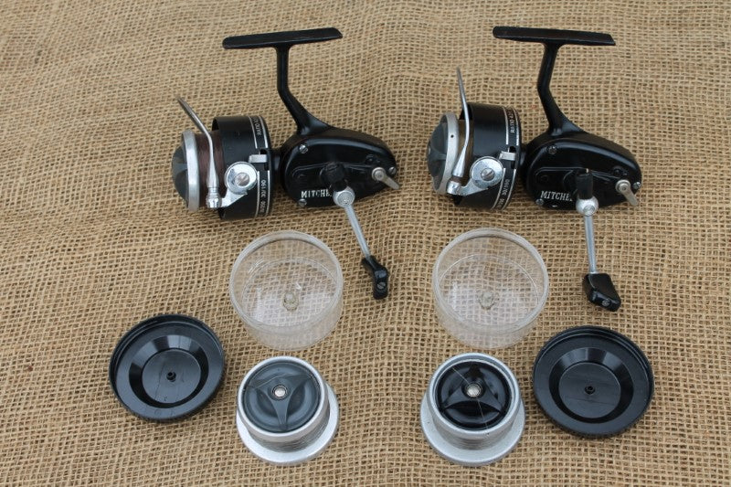 2 x Mitchell 300a Vintage Old School carp Fishing Reels And Spare Spools.