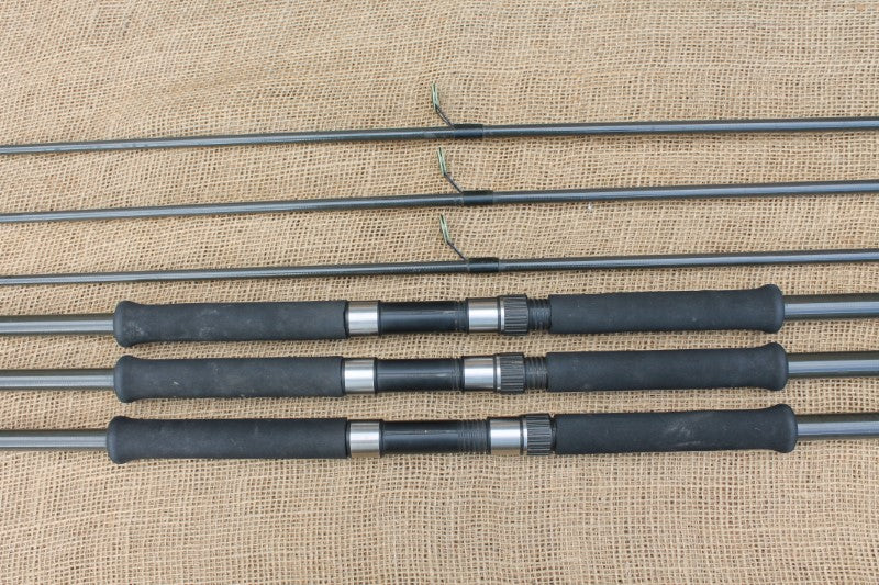 3 x Custom Built Old School Carbon Carp Fishing Rods. Circa 1980s.