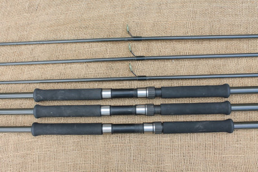 3 x Custom Built Old School Carbon Carp Fishing Rods. Circa 1980s.