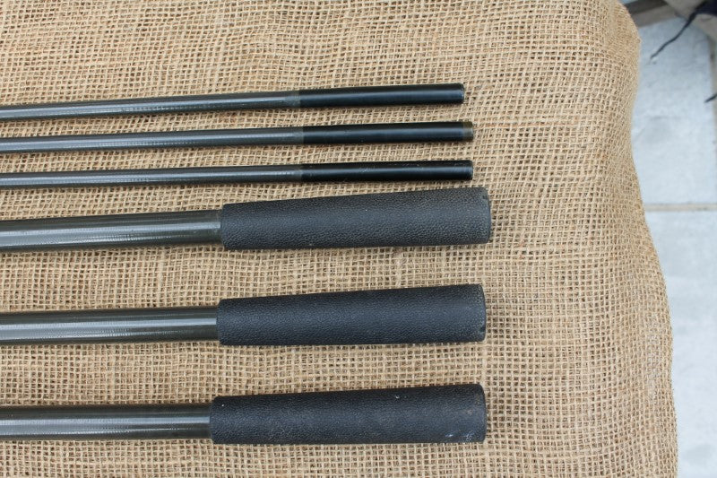 3 x Custom Built Old School Carbon Carp Fishing Rods. Circa 1980s.