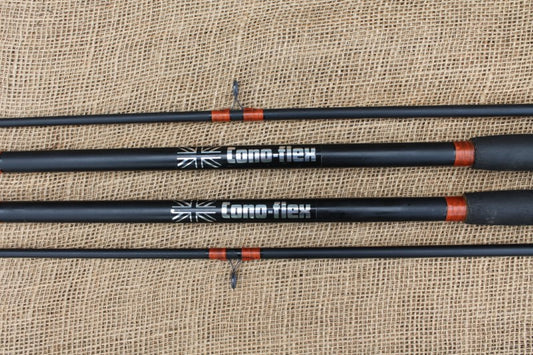 2 x Cono - Flex Old School Vintage Carp Fishing Rods. 11'. Circa 1970-870s.