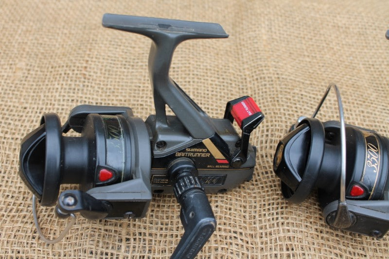 2 x Shimano Baitrunner 3500 Old School Vintage Carp Fishing Reels. Circa 1980s.