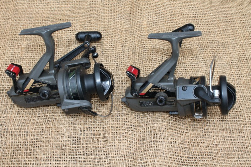 2 x Shimano Baitrunner 3500 Old School Vintage Carp Fishing Reels. Circa 1980s.