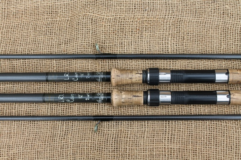 2 x Alan Brown Spiraflex L.R.I Old School Vintage Carp Fishing Rods. 12'. 2.00lb T/C. 1980s.