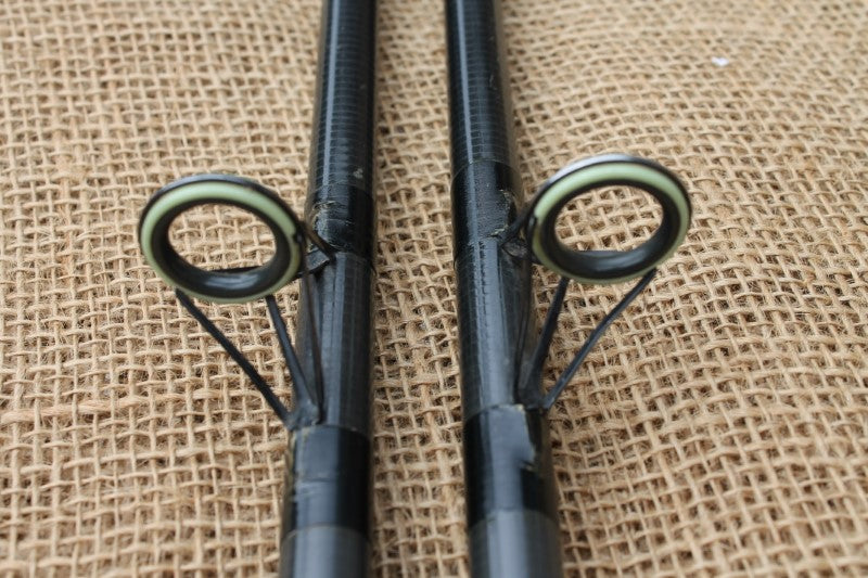 2 x Alan Brown Spiraflex L.R.I Old School Vintage Carp Fishing Rods. 12'. 2.00lb T/C. 1980s.