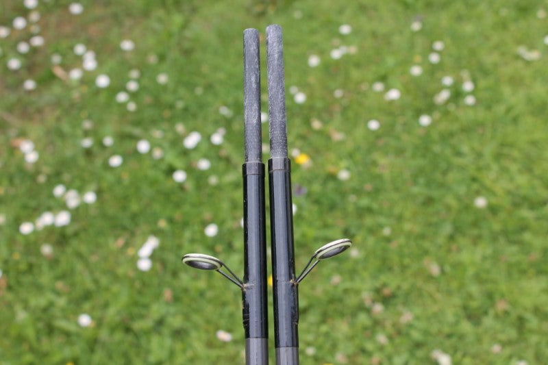 2 x Alan Brown Spiraflex L.R.I Old School Vintage Carp Fishing Rods. 12'. 2.00lb T/C. 1980s.