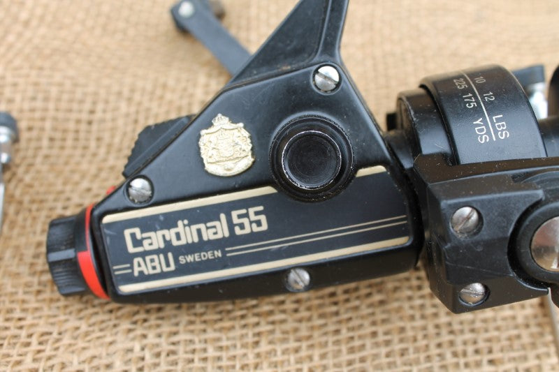 2 x ABU Cardinal 55 Vintage Old School Carp Fishing Reels.