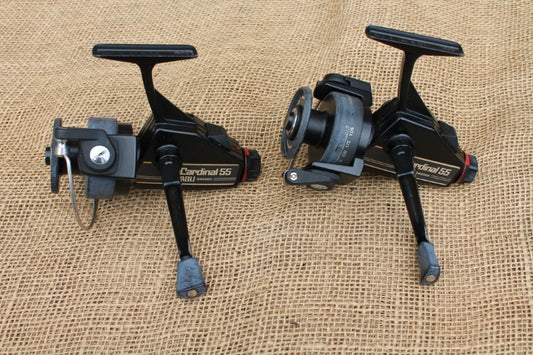 2 x ABU Cardinal 55 Vintage Old School Carp Fishing Reels.