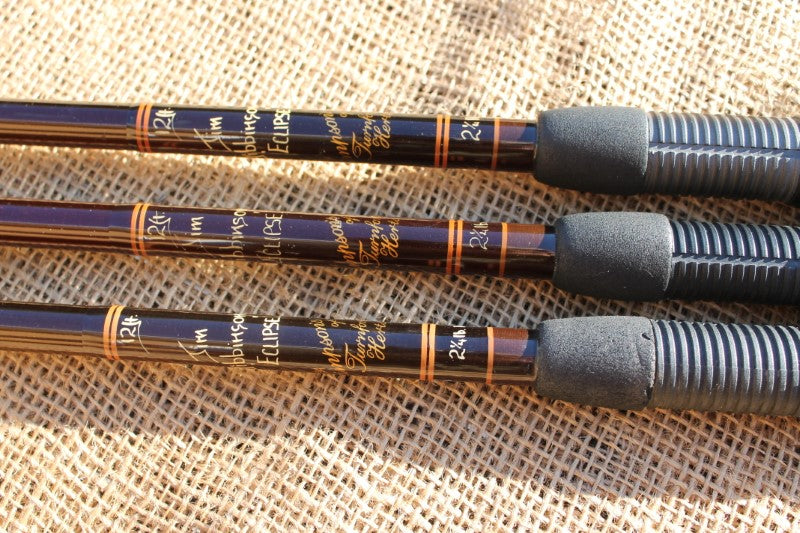 3 x Simpson's Of Turnford Jim Gibbinson Eclipse Multi Range Old School Carp Fishing Rods. 1990s.