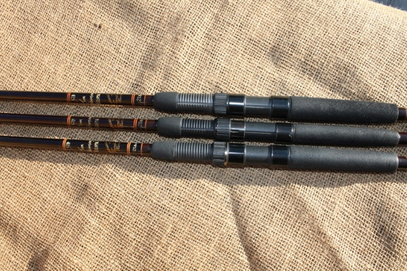 3 x Simpson's Of Turnford Jim Gibbinson Eclipse Multi Range Old School Carp Fishing Rods. 1990s.