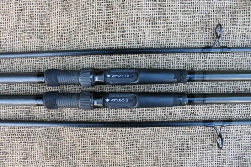 2 x Simpson's Of Turnford Multiply Magnum Old School Carbon Carp Fishing Rods. 12'6". 1990s.