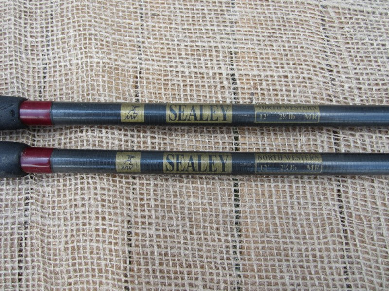 2 x North Western Sealey 12' Carbon Old School Carp Fishing Rods. 2.25lb T/C