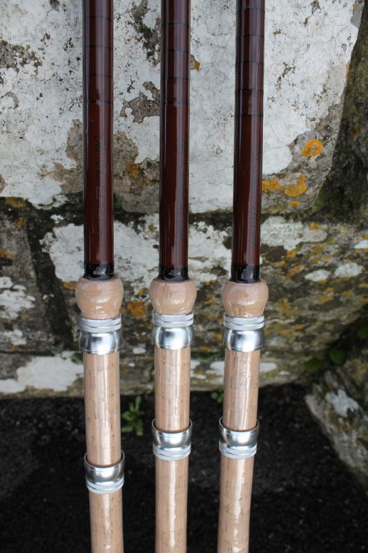 3 x Retro Old School Style Glass Carp Fishing Rods. MINT!